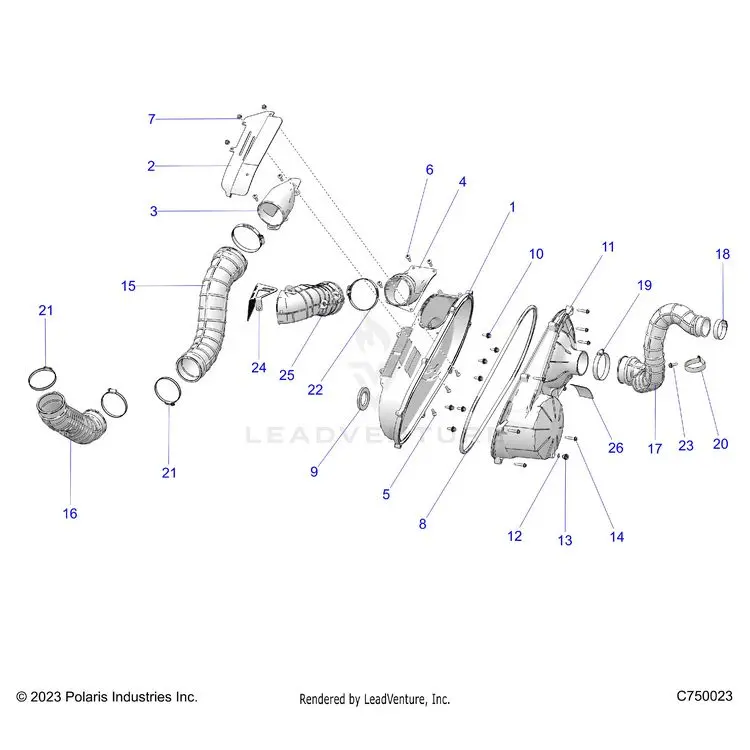 Drive Train: Clutch Cover And Ducting - 2025 Polaris General 1000 Premium 1