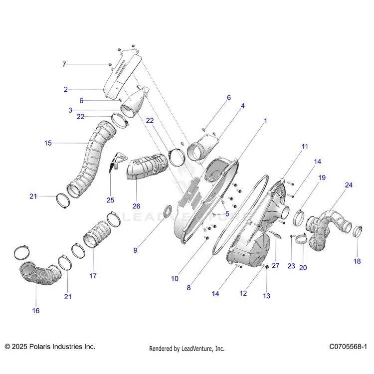 Drive Train: Clutch Cover And Ducting - 2025 Polaris General 4 1000 Sport 1