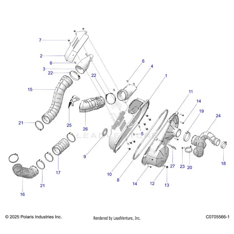 Drive Train: Clutch Cover And Ducting - 2025 Polaris General Xp 4 1000 Sport 1