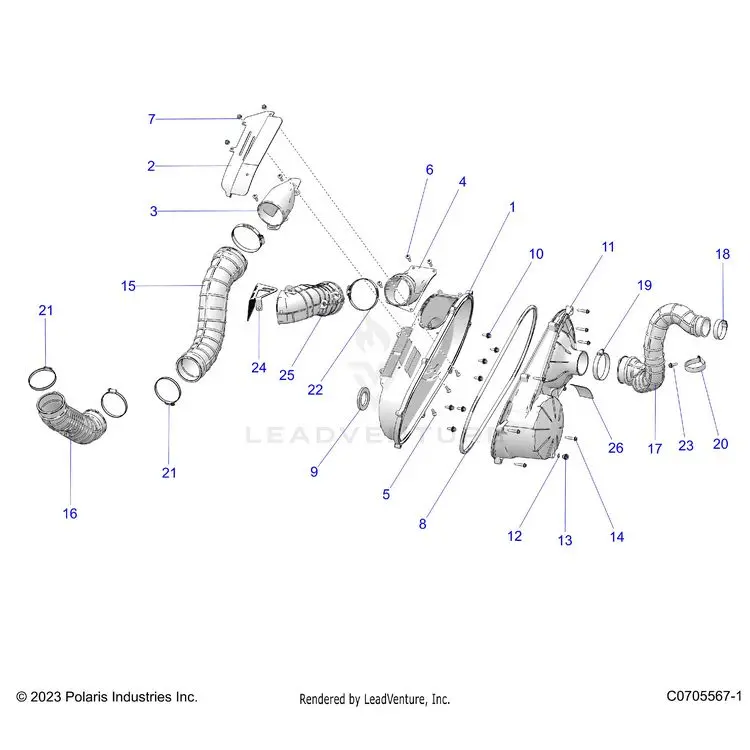 Drive Train: Clutch Cover And Ducting - 2026 Polaris General Xp 1000 Ultimate 1