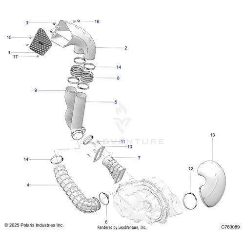 Drive Train: Clutch Cover Ducting - 2026 Polaris Rzr Pro R Race H.O. 1