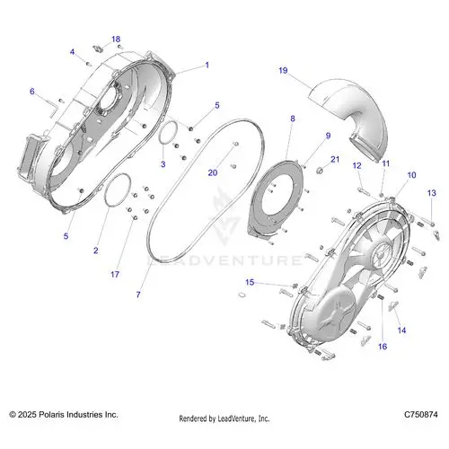 Drive Train: Clutch Cover Inner/Outer - 2025 Polaris Rzr Pro R Race 1