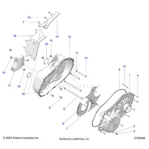 Drive Train: Clutch Cover Inner/Outer - 2025 Polaris Rzr Pro Xp Premium 1