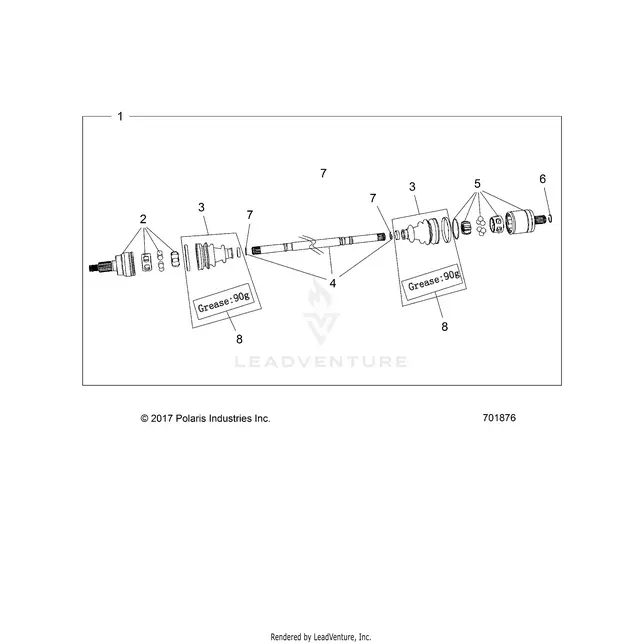 Drive Train: Front Half Shaft (2) - 2021 Polaris Rzr 900 Trail/Trail S 1