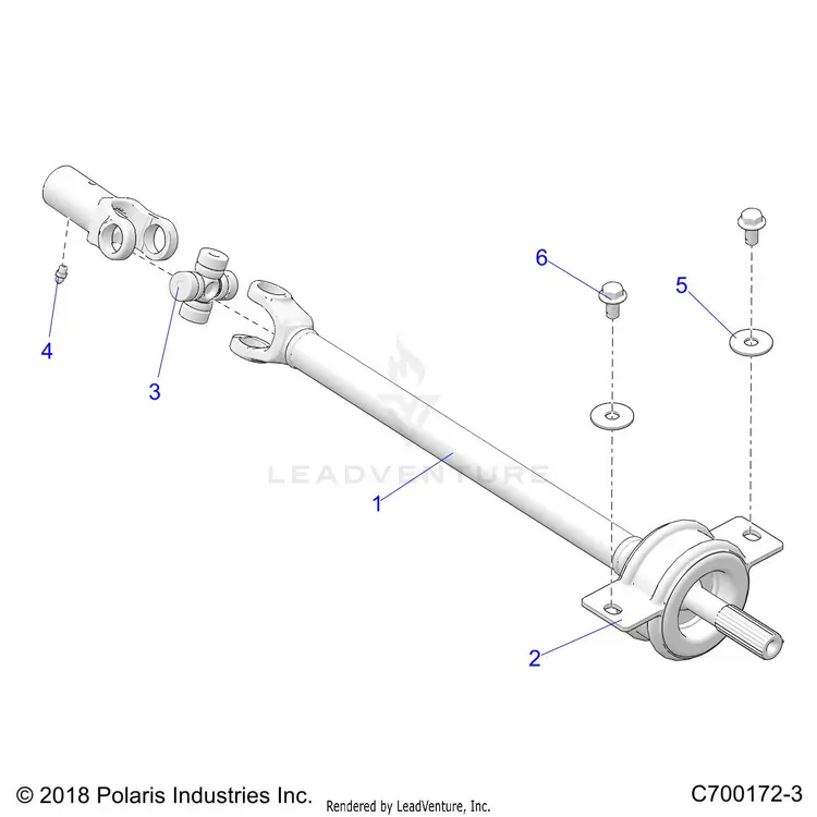 Drive Train: Mid Prop Shaft - 2019 Polaris General 1000 4 Eps Ride Command 1