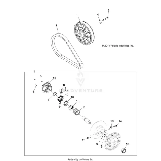 Drive Train: Secondary Clutch (2) - 2015 Polaris Rzr 900/900 Eps 1