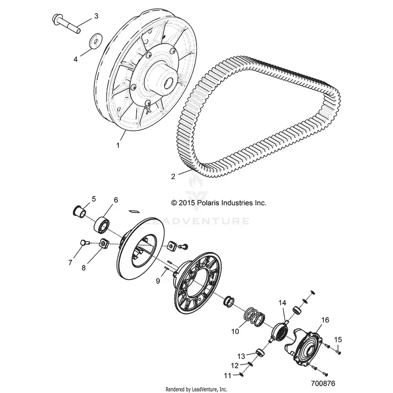 Drive Train: Secondary Clutch - 2016 Polaris General 1000 Eps 1
