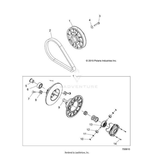 Drive Train: Secondary Clutch - 2016 Polaris Rzr 900/900 Eps 1