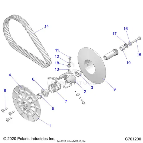 Drive Train: Secondary Clutch - 2020 Polaris Rzr Pro Xp 1