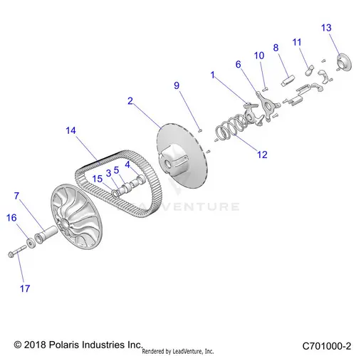 Drive Train: Secondary Clutch - 2020 Polaris Rzr Xp Turbo 1