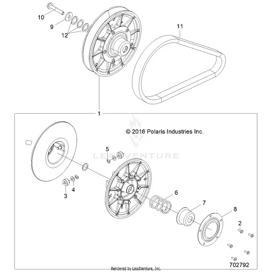 Drive Train: Secondary Clutch - 2022 Polaris Rzr Trail 570 1