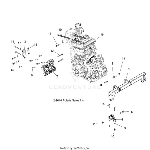 Engine: Mounting & Long Block - 2015 Polaris Rzr 4 900 1