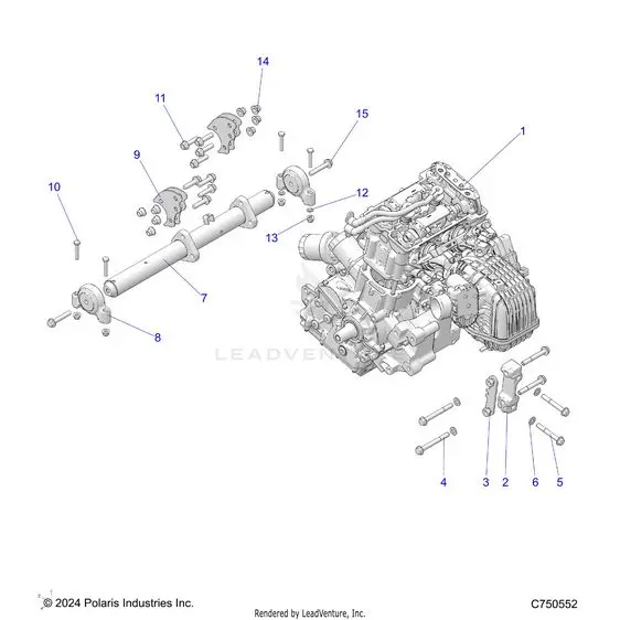 Engine: Mounting & Long Block - 2015 Polaris Rzr Xp 4 1000 1