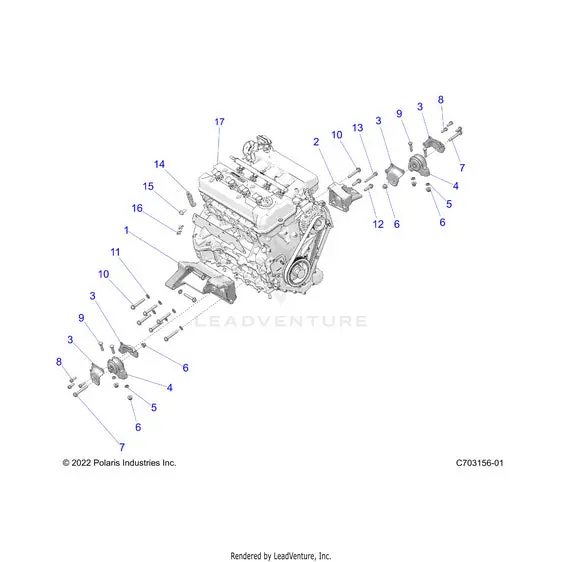 Engine: Mounting & Long Block - 2023 Polaris Rzr Pro R 4 Sport 1