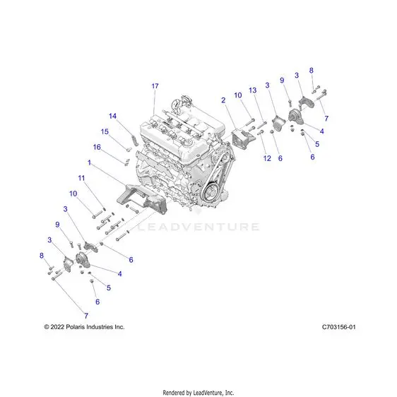 Engine: Mounting & Long Block - 2023 Polaris Rzr Pro R Sport/Premium 1