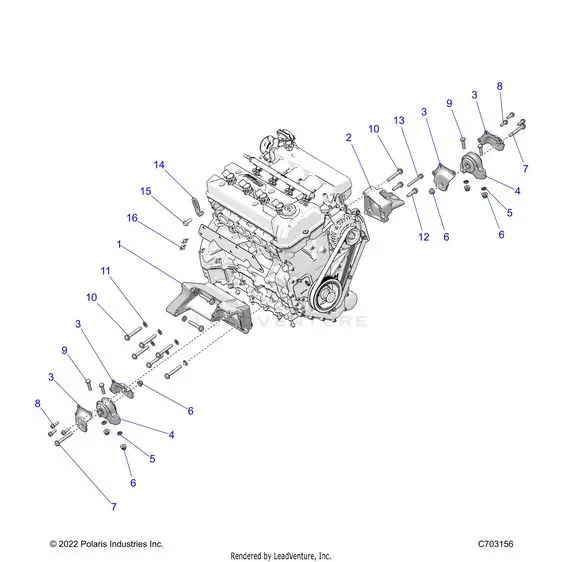 Engine: Mounting & Long Block - 2023 Polaris Rzr Pro R Ultimate Troy Lee Designs 1