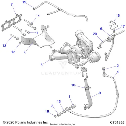Engine: Turbo Charger Mounting - 2021 Polaris Rzr Xp 4 Turbo 1