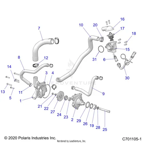 Engine: Waterpump And Bypass - 2021 Polaris Rzr S 4 1000 1