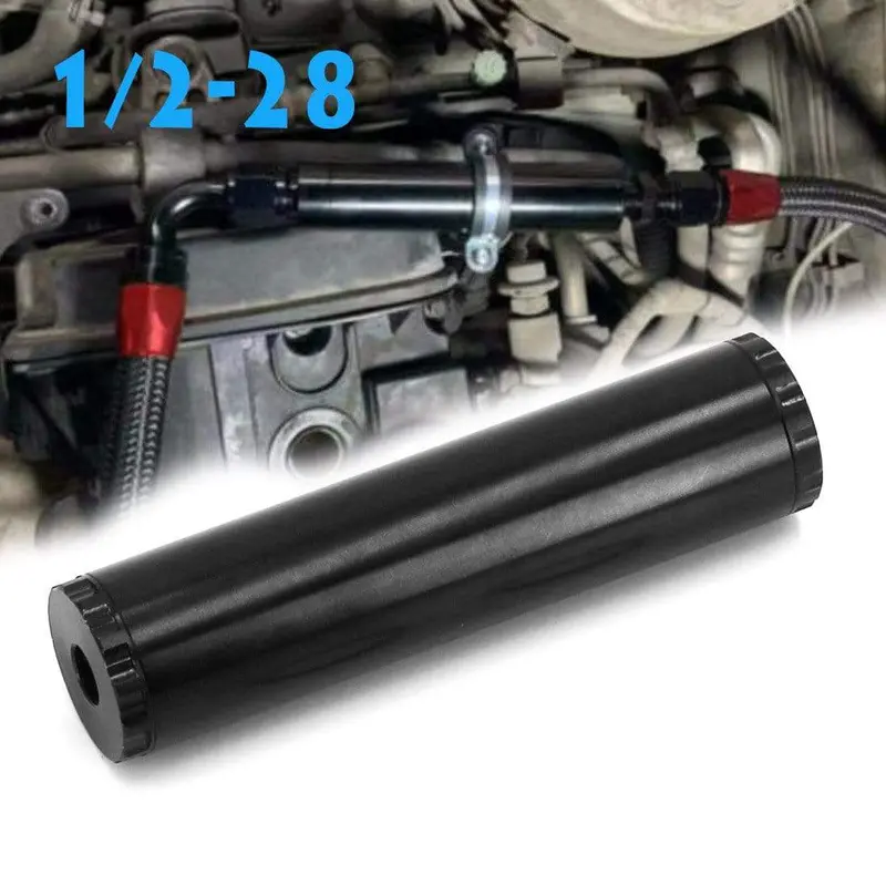 Fuel Filter 1/2 28" 5/8 24'' New Model 6 Inch Aluminum Titanium Black 2