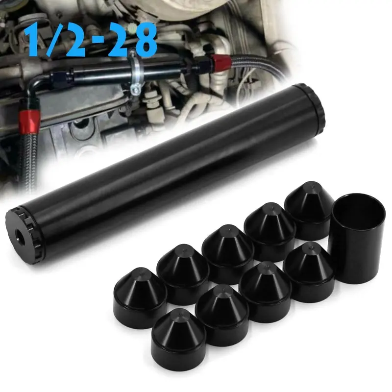 Fuel Filter 1/2 28" New Model 10 Inch Aluminum Titanium Black 1