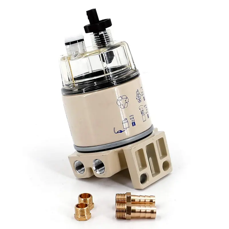 R12t Fuel Filter Water Separator 120At Npt Zg1/4-19 Complete Combo Filter Fit Racor R12t 10 Micron Marine Diesel Engine 3/8 Inch Npt Outboard Motor Durable Spin-On Housing 1