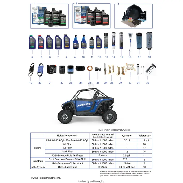 *Service And Maintenance Parts List* - 2025 Polaris Rzr Xp 4 1000 Sport 1