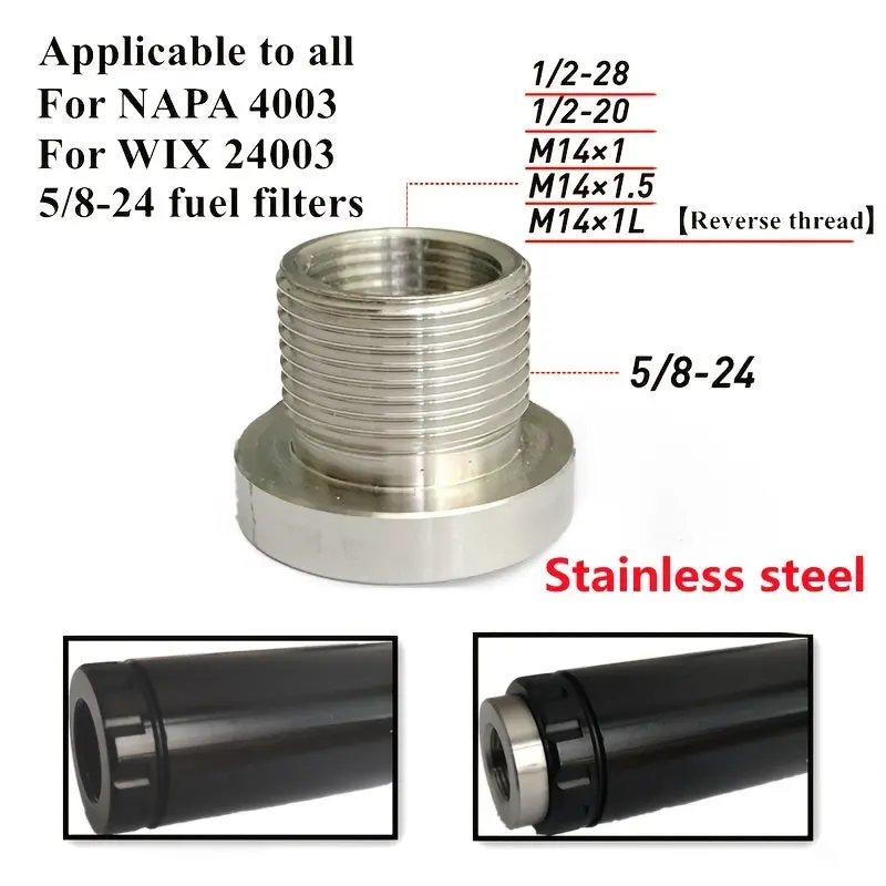 Stainless Steel Conversion Connector For All Napa 4003 Wix 24003 Oil Fuel Filter 5/8-24 To 1/2-28 1/2-20 M14*1 M14*1L M14*1.5 Adapter 1
