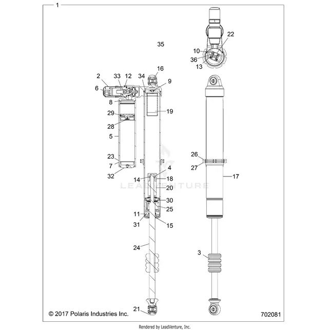 Suspension: Rear Shock (2) - 2018 Polaris Rzr Xp Turbo 1