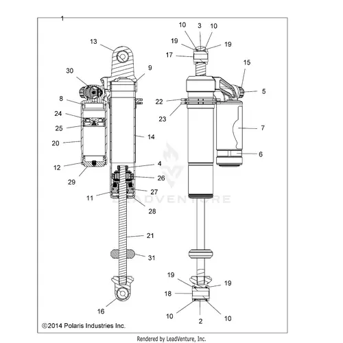 Suspension: Rear Shock Internals - 2015 Polaris Rzr 900/900 Eps 1