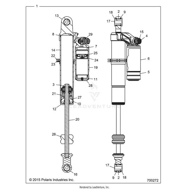 Suspension: Rear Shock Internals - 2016 Polaris Rzr S 1000 Eps 1
