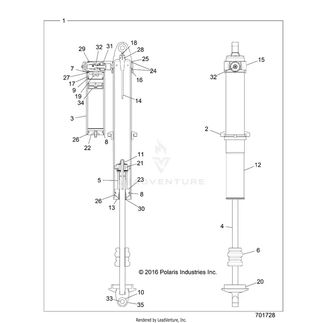 Suspension: Rear Shock Internals - 2017 Polaris Rzr Xp 1000 1