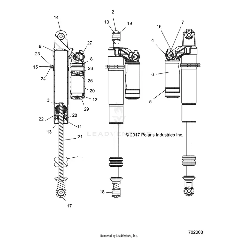 Suspension: Rear Shock Internals - 2019 Polaris General 1000 4 Eps Ride Command 1