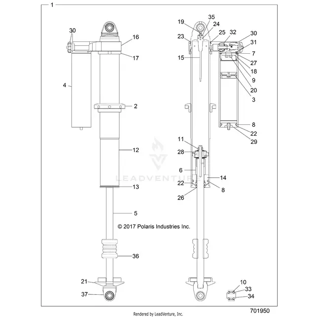 Suspension: Rear Shock Internals - 2019 Polaris Rzr Turbo 4 1