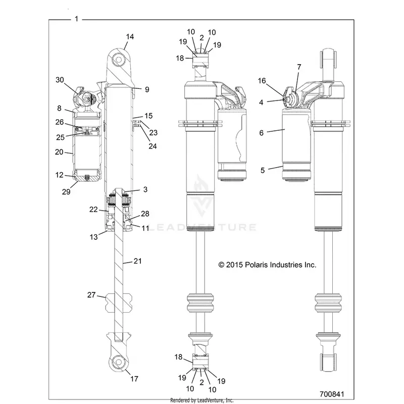 Suspension: Rear Shock Internals - 2021 Polaris General 1000 Deluxe Eps 1