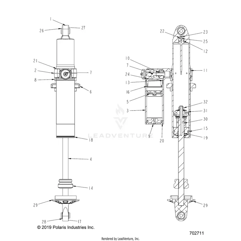 Suspension: Rear Shock Internals - 2021 Polaris General Xp 4 1000 Deluxe 1