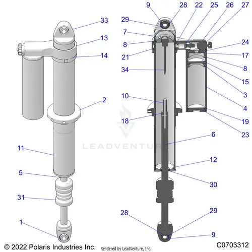 Suspension: Rear Shock Internals - 2022 Polaris Rzr Xp 1000 Premium 1