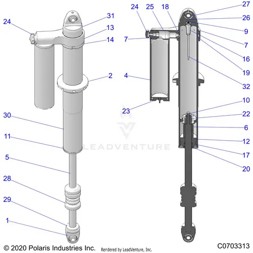 Suspension: Rear Shock Internals - 2022 Polaris Rzr Xp 4 1000 Premium 1