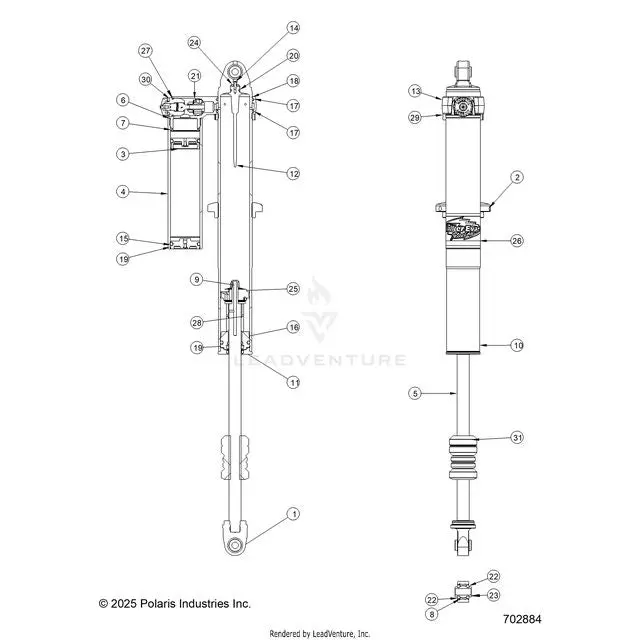 Suspension: Rear Shock Internals - 2025 Polaris Rzr Xp 1000 Premium 1