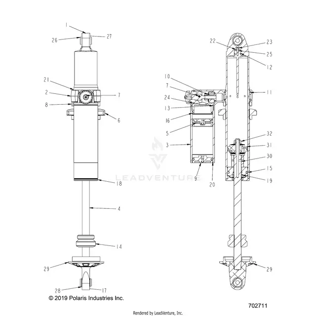Suspension: Rear Shock Internals - 2025 Polaris Rzr Xp 4 1000 Ultimate 1