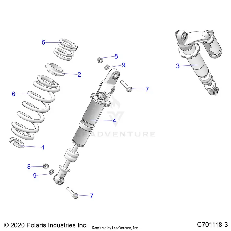 Suspension: Rear Shock Mounting - 2021 Polaris General 1000 Deluxe Eps 1