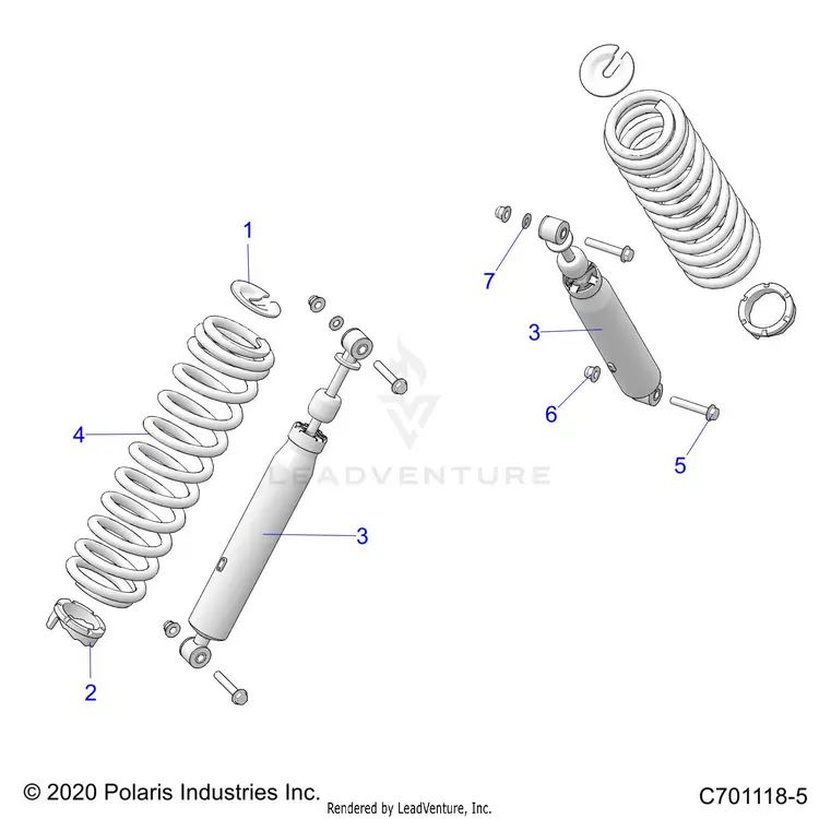 Suspension: Rear Shock Mounting - 2021 Polaris General 1000 Sport Eps 1