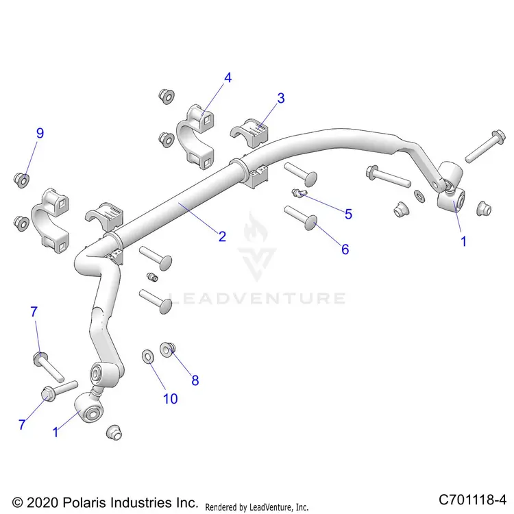 Suspension: Rear Stabilizer Bar - 2021 Polaris General Xp 4 Deluxe Ride Command 1