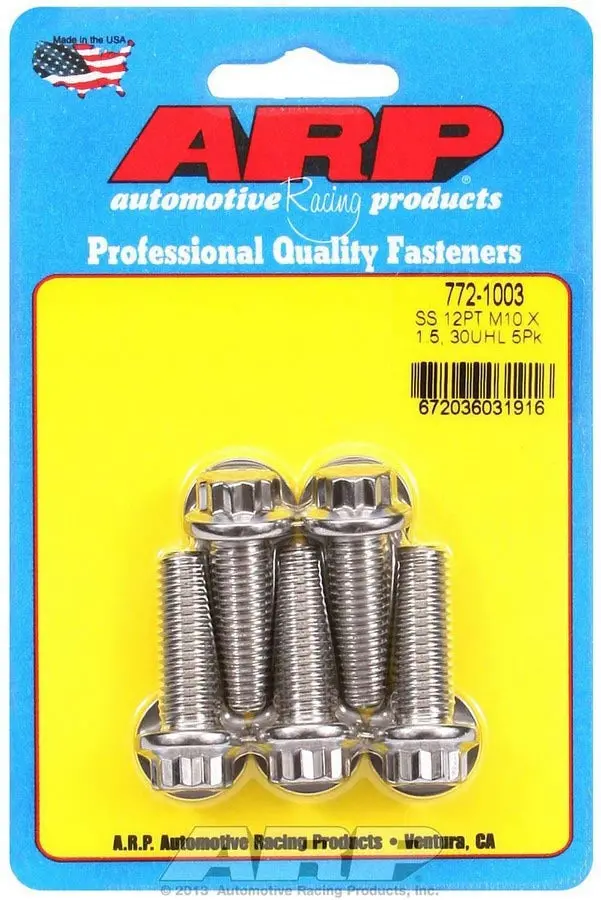 Arp Stainless Steel 12-Point Bolt Kit – 10Mm X 1.50 X 30Mm (5-Pack) 1
