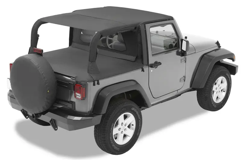 Bestop Header Safari Bikini Top For 2007–2009 Jeep Wrangler Jk 2-Door – Black Diamond Finish 1