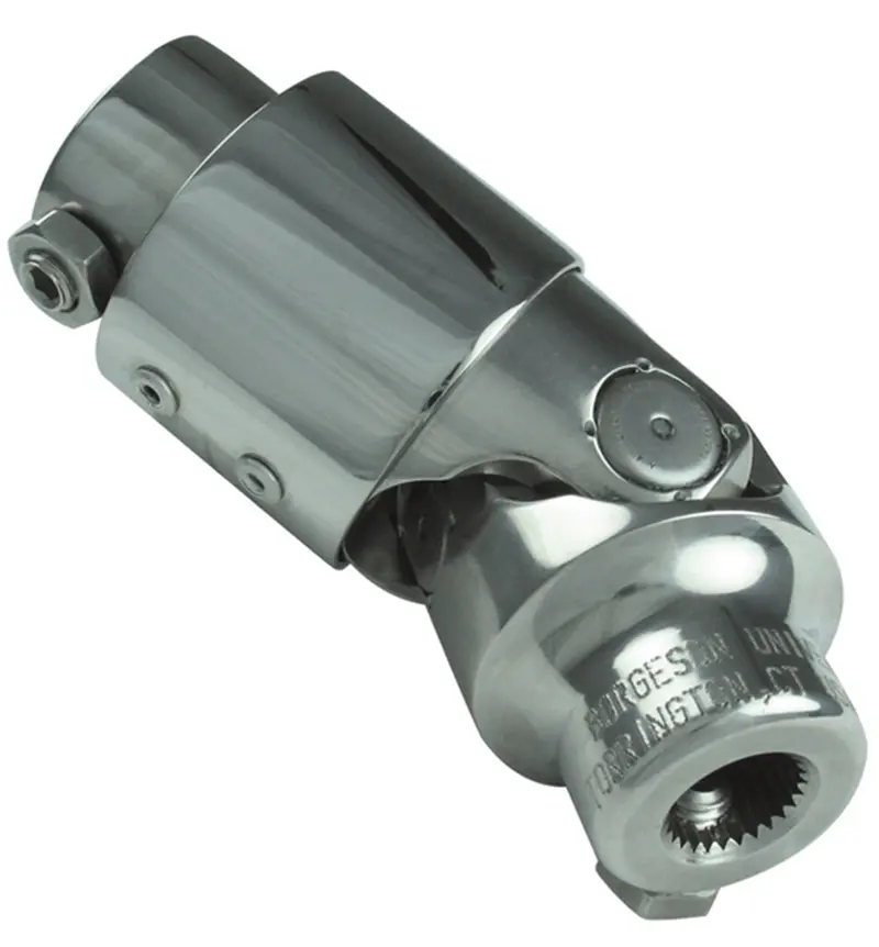 Borgeson Polished Stainless Steel Steering U-Joint – Vibration-Dampening Design With Dual 3/4-36 And 11/16-36 Threads 1