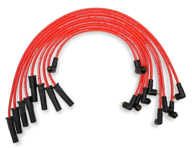 Mallory 602 Pro 8Mm Red Silicone Wire Set With Black Plug Boots 1