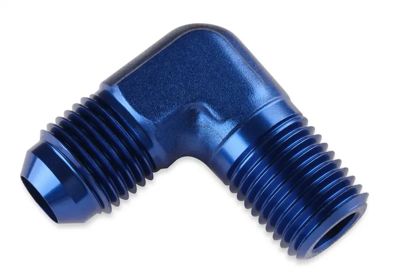 Mr. Gasket Blue Anodized 90° Adapter – -4 An Male To 1/8" Npt 1
