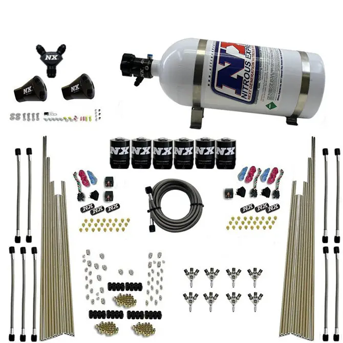 Nitrous Express 80020-10 Triple-D Dry Direct Port Nitrous System – 8-Cylinder, 3-Stage, 6-Solenoid Kit With 10Lb Bottle 1