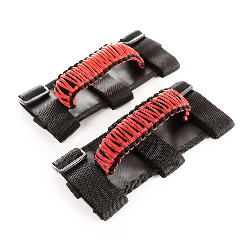 Rugged Ridge Paracord Grab Handles – Red & Black Pair 1
