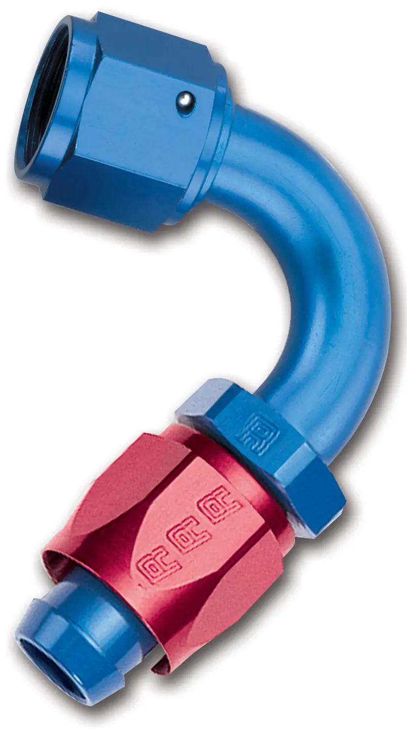 Russell 613400 Full-Flow Swivel Hose End – 120° Red/Blue -06An Fitting, Tight 9/16-Inch Radius 1